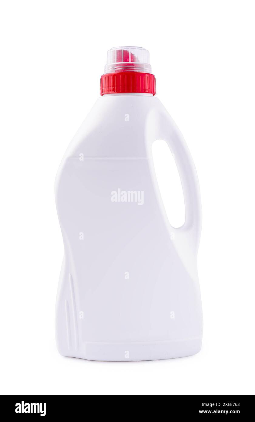 Kunststoffflasche mit Griff des Reinigungsprodukts isoliert Stockfoto