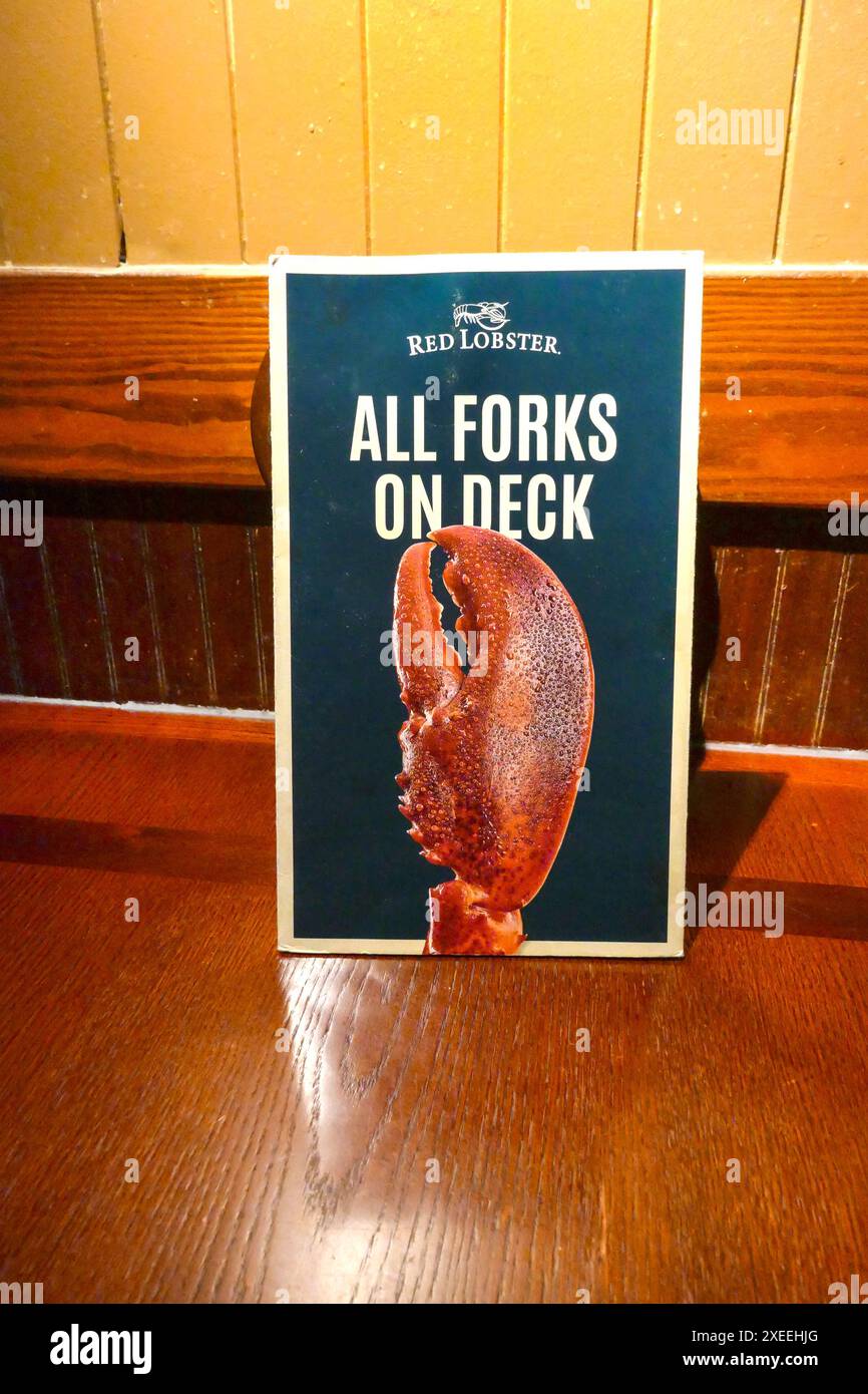 Red Lobster Restaurant Menü, Nord-Florida. Stockfoto