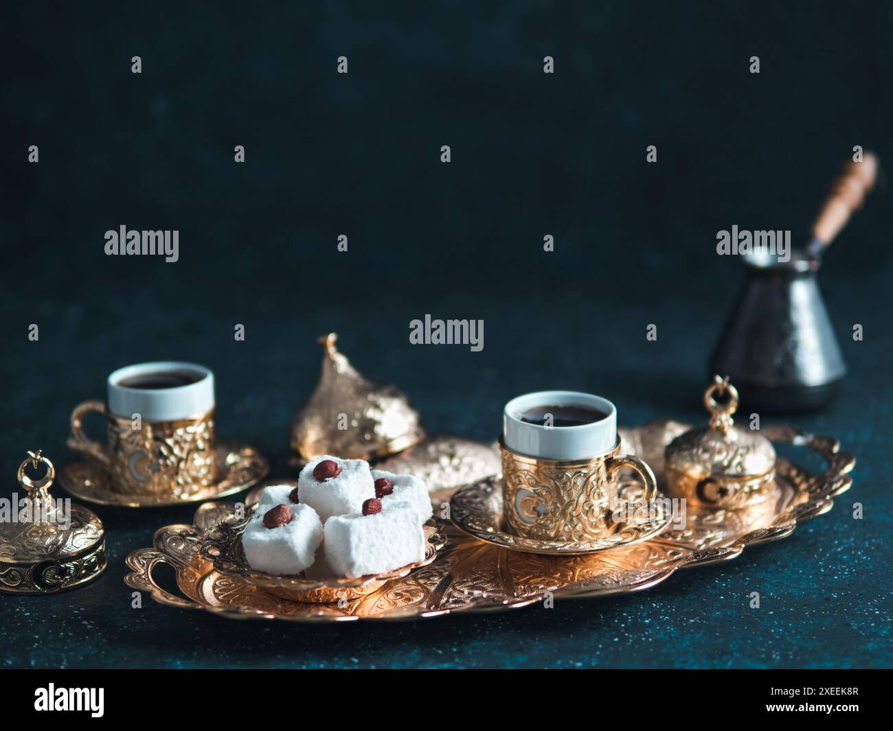 Turkish Delight und türkischen Kaffee Stockfoto