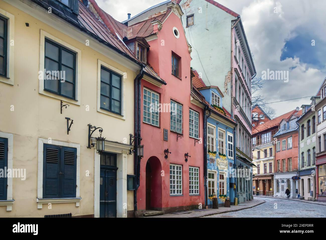 Straße in der Altstadt von Riga, Lettland Stockfoto
