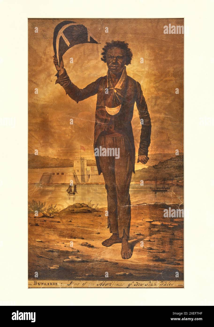 Bungaree: König der Aborigines von New South Wales. Historische Litho von Augustus Earle 1826 Stockfoto