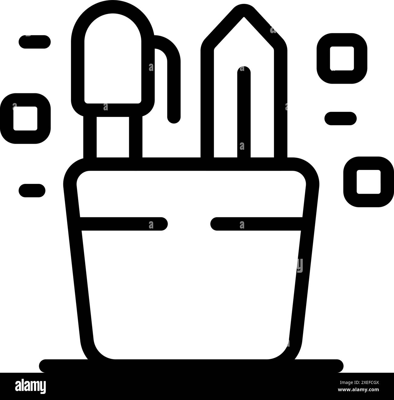 Symbol für einen Stifthalter, der mit Büromaterial gefüllt ist, ideal für Websites oder Apps Stock Vektor