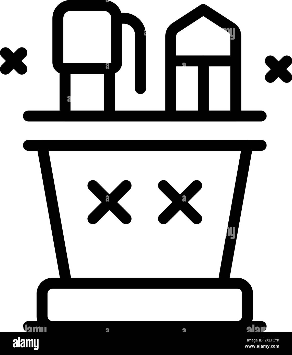 Strichgrafik-Symbol eines Schreibtischorganizers mit Schreibgeräten, das Organisation und Produktivität in einem Arbeitsbereich repräsentiert Stock Vektor