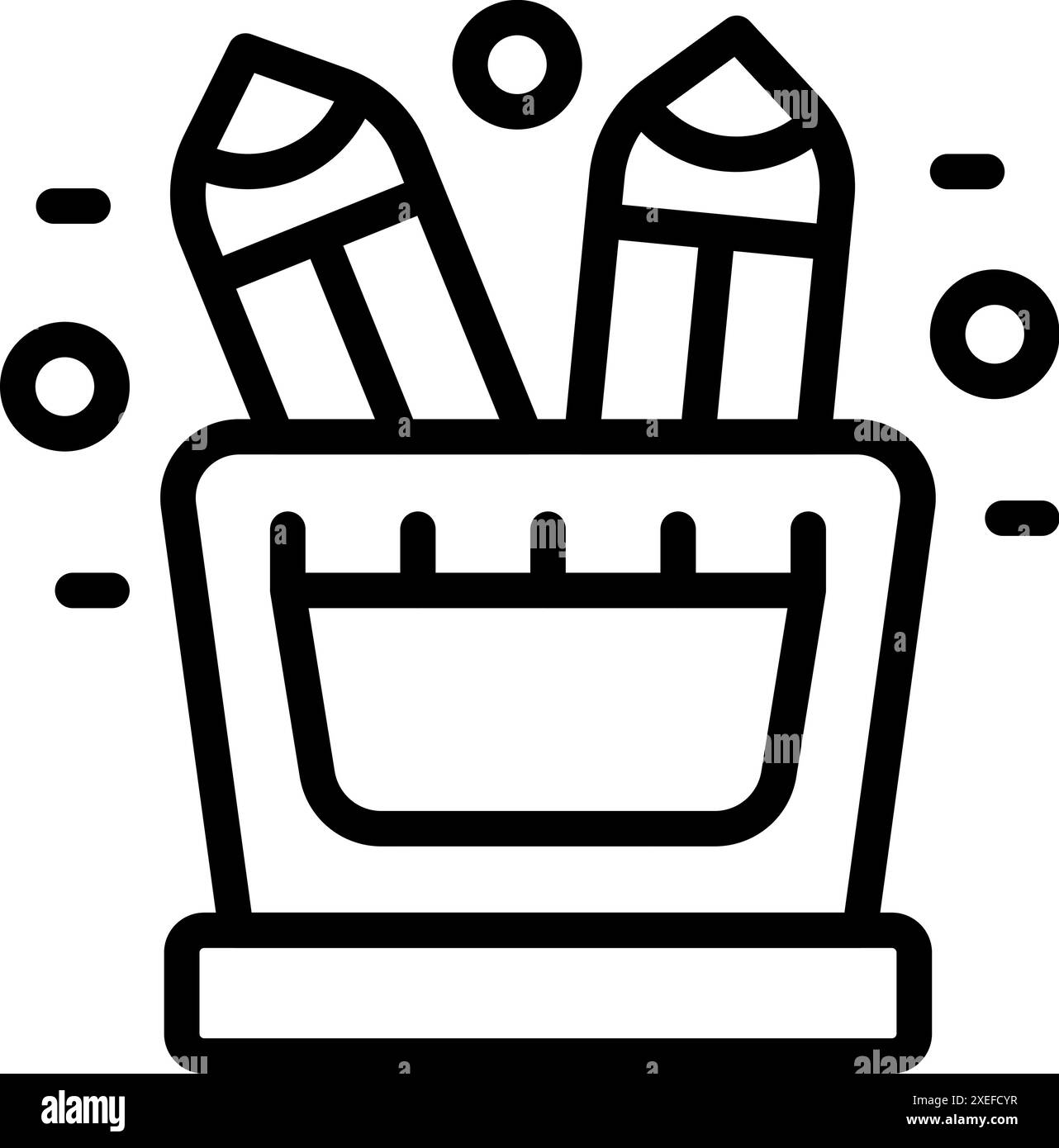 Zwei Bleistifte stehen in einem Bleistifthalter und können zum Zeichnen oder Schreiben verwendet werden Stock Vektor