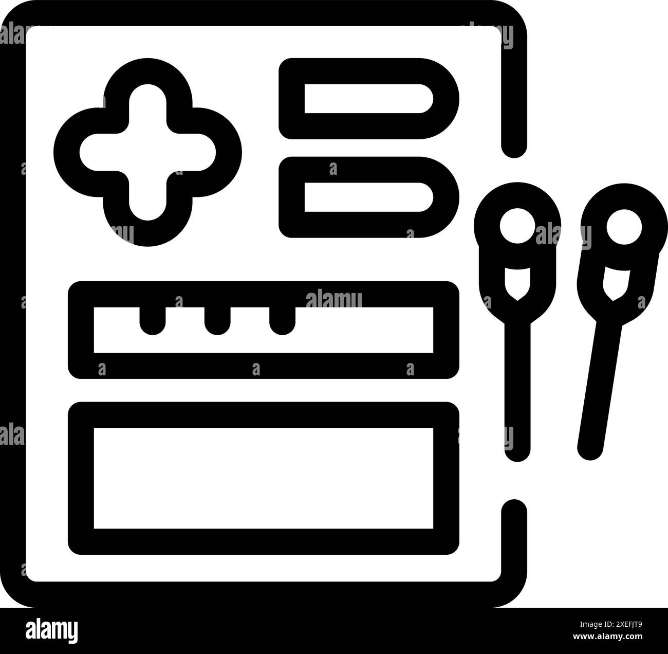 Symbol eines Arztes, der eine Akupunkturtherapie mit Nadeln durchführt, unter Verwendung einer Patientenakte Stock Vektor