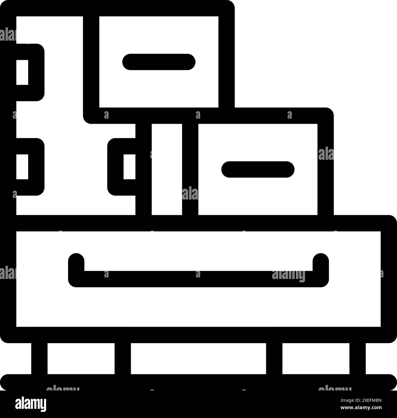 Strichgrafik-Symbol eines Schranks, das das Konzept von Organisations- und Speicherlösungen für Büroumgebungen hervorhebt Stock Vektor