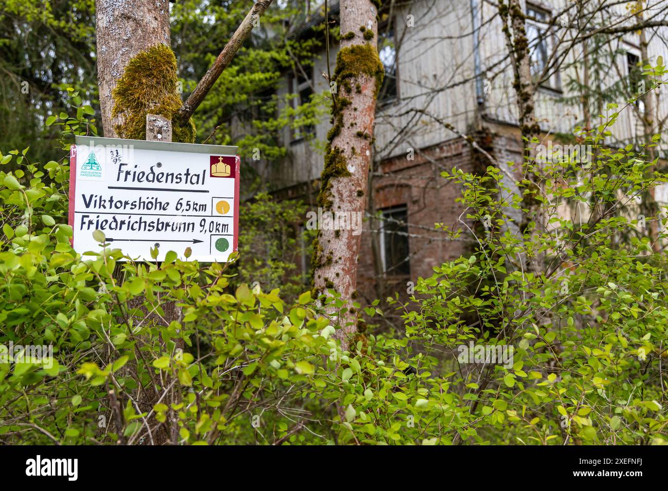 Beschilderung der Wanderwege rund um Harzgerode Alexisbad Stockfoto