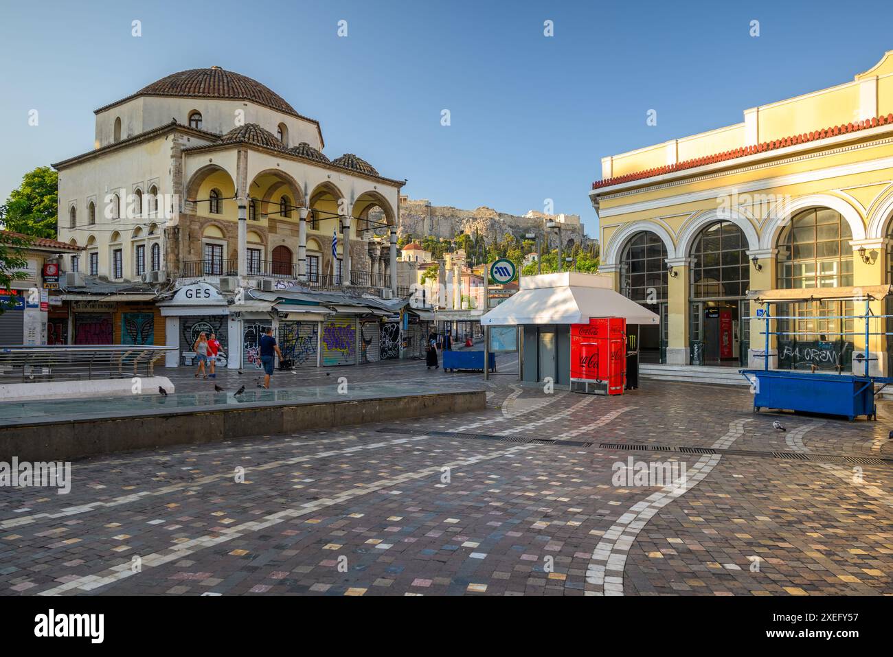 Historischer Monastiraki-Platz in Athen, Hauptstadt Griechenlands am 16. August 2023 Stockfoto