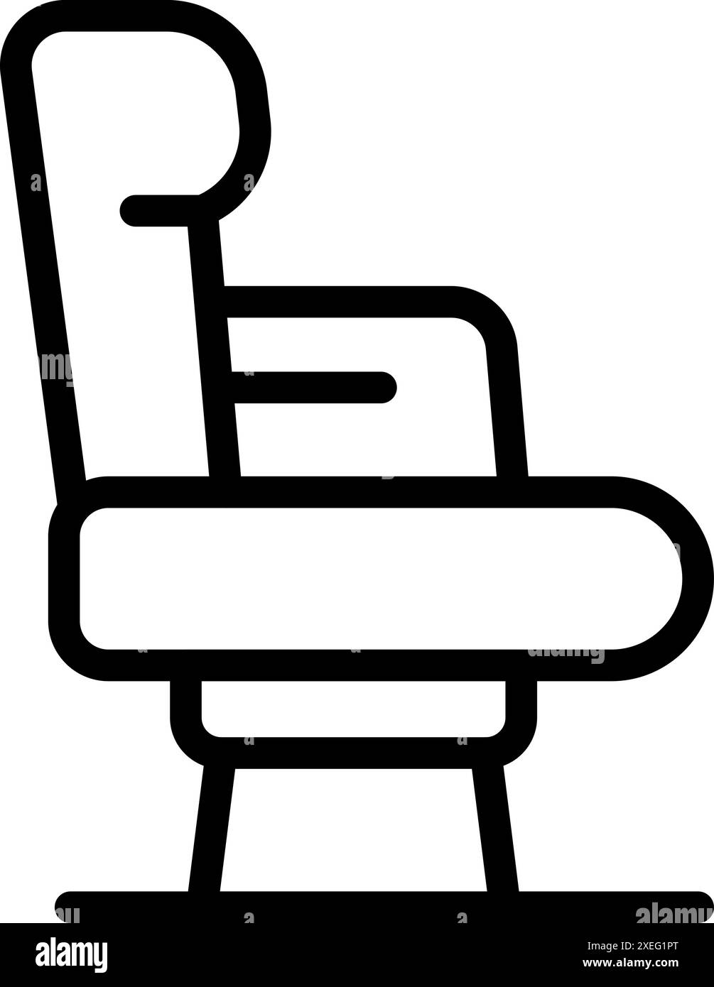 Einfaches Symbol eines Passagiersitzes im Flugzeug, das den Komfort und die Annehmlichkeiten während des Fluges darstellt Stock Vektor