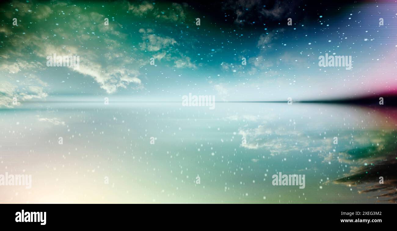 Tapete Himmel Lichter Wasser Meer horizontal Stockfoto