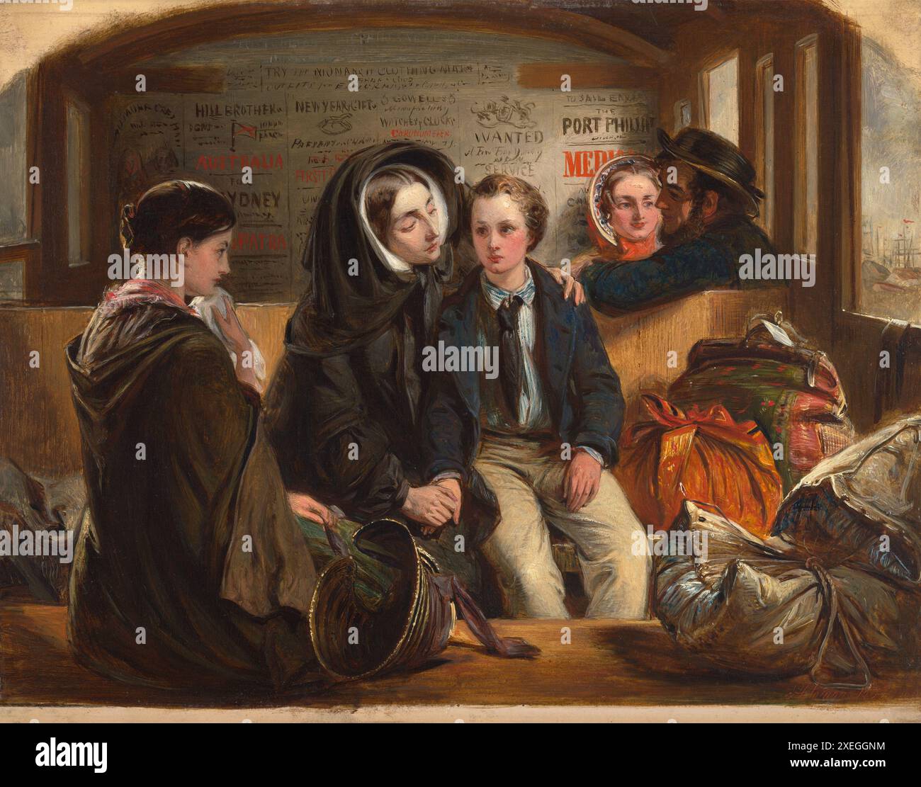 Malerei der zweiten Klasse der Abschied. So teilen wir uns reich an Trauer, scheiden Arm. Vom Maler Abraham Solomon Öl auf Leinwand retuschiert Kunstwerk Meisterwerk historisches Bild Victorian Train Travel 1855 19. Jahrhundert Stockfoto