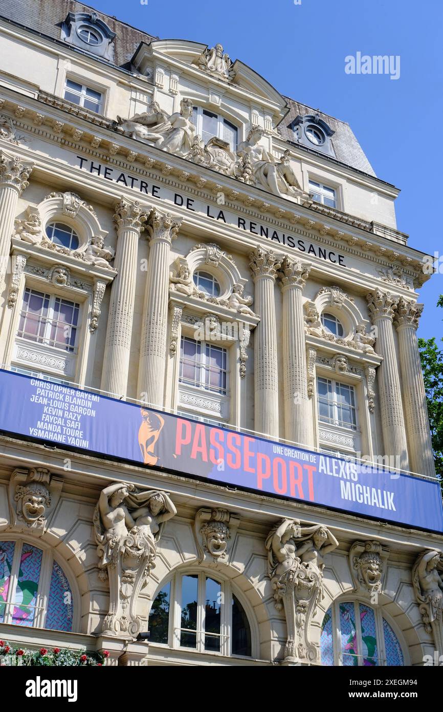 Historisches Théâtre de la Renaissance (Renaissance-Theater) in Boulevard Saint-Martin.Paris.France Stockfoto