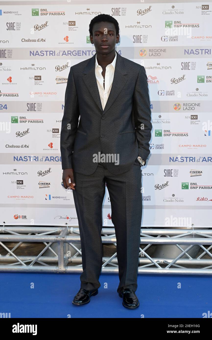 Rom, Italien. Juni 2024. Seydou Sarr besucht den blu-Teppich von 'Nastri d'Argento 2024' im MAXXI Museum. Quelle: SOPA Images Limited/Alamy Live News Stockfoto