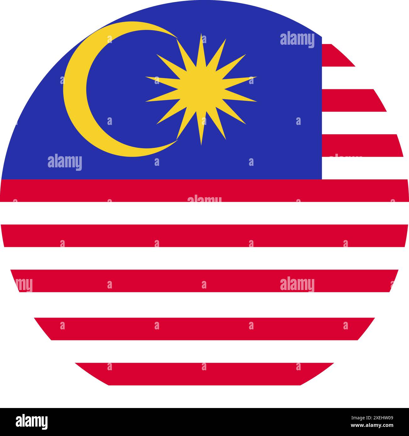 MALAYSIA Flag in Circle Vektor Illustration, offizielle Farbe, Nationalflagge, Symbol der Nation, Regierung, Vektor, Abbildung, isolierte Markierung Stock Vektor