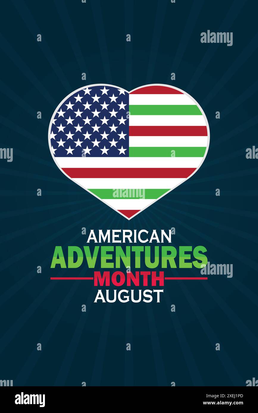 American Adventures Month August Vektor Illustration. Geeignet für Grußkarten, mobile Hintergrundbilder Stock Vektor