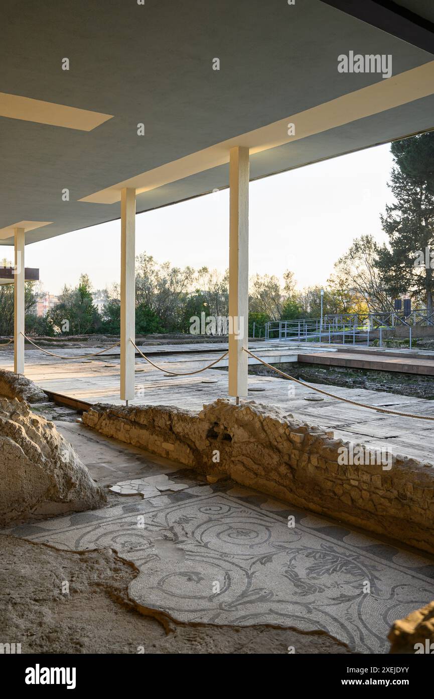 Rom. Italien. Villa di Livia in Prima Porta. Überreste der Villa von Livia (Ad Gallinas Albas) an der Via Flaminia. Peristyle und angrenzende Zimmer sehen aus Stockfoto