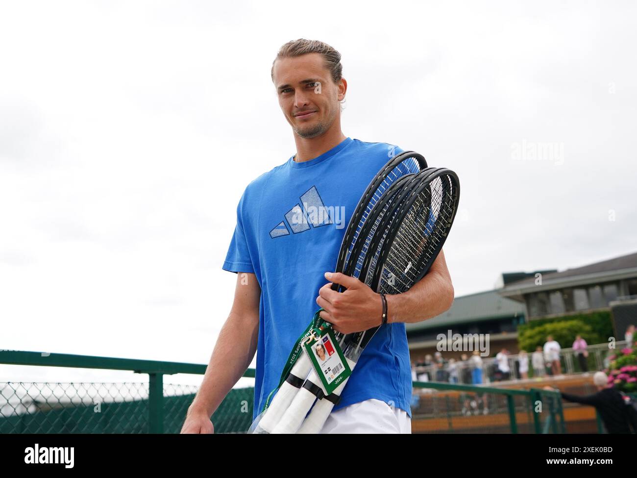 Alexander Zverev im All England Lawn Tennis and Croquet Club in London vor den Wimbledon Championships, die am 1. Juli beginnen. Bilddatum: Freitag, 28. Juni 2024. Stockfoto