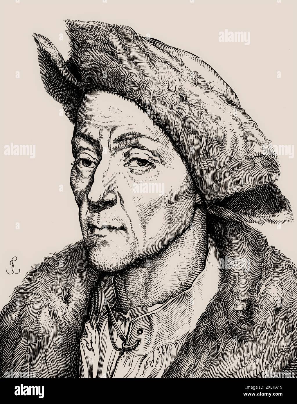 Porträt von Jakob Fugger, 1459–1525, deutscher Geschäftsmann, digital bearbeitet Stockfoto