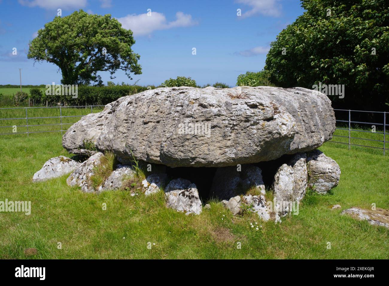 Lligwy, Begräbniskammer, Moelfre, Anglesey, Nordwales, Vereinigtes Königreich. Stockfoto