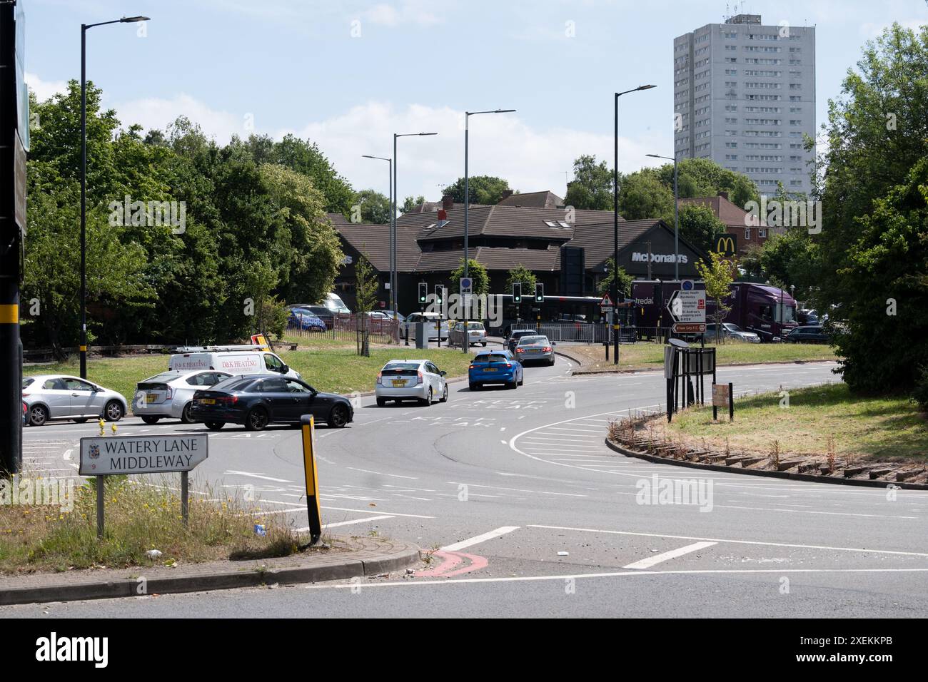 Bordesley Circus Traffic Island, Bordesley, Birmingham, Großbritannien Stockfoto