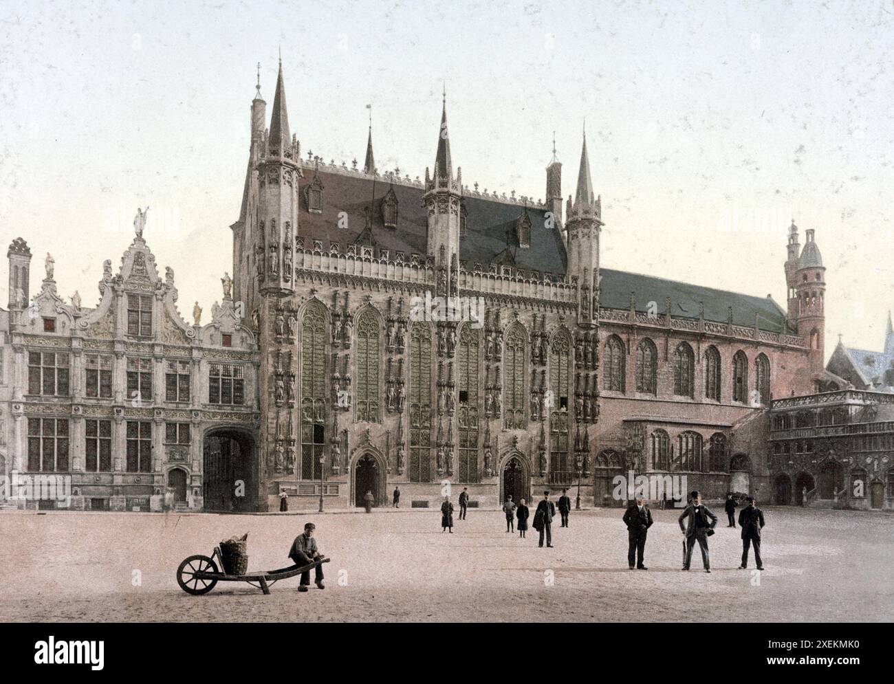 Hôtel de Ville. Chapelle du St. sang et la Justice de Paix, Brügge, Belgien, Historisch, digital restaurierte Reproduktion von einer Vorlage aus dem 19. Jahrhundert, Datum nicht angegeben Stockfoto