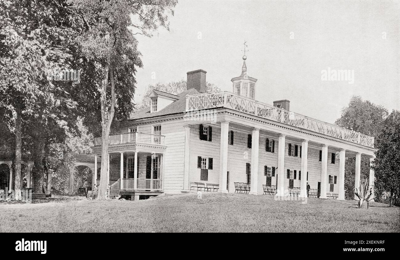 Mount Vernon, Fairfax County, Virginia, Vereinigte staaten von Amerika im 18. Jahrhundert. Heim von General George Washington, 1732 - 1799. Amerikanischer Politiker, Soldat und erster Präsident der Vereinigten Staaten. Stockfoto