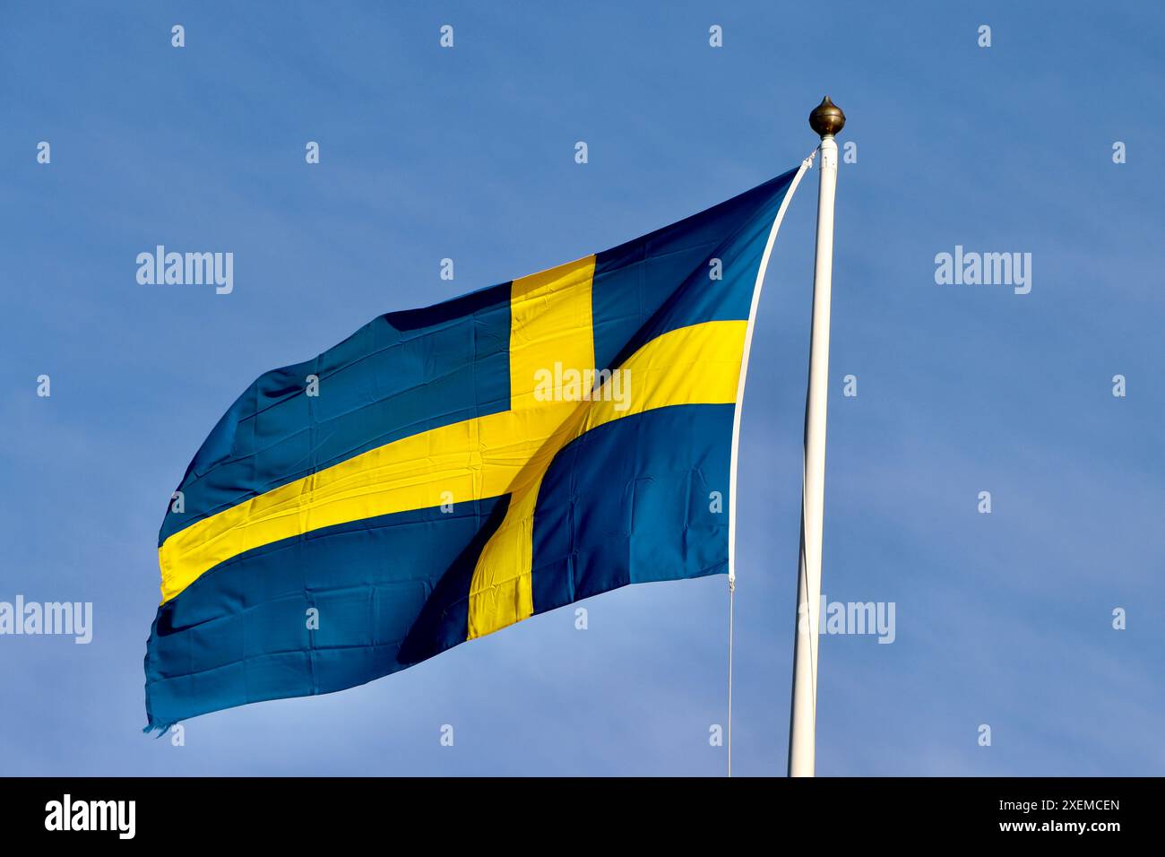 Die gelbe und blaue schwedische Flagge. Stockfoto