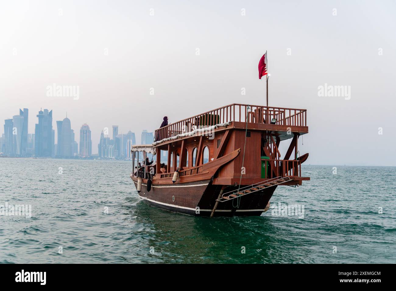 Dhow-Boote in Doha Bay, Doha, Katar Stockfoto