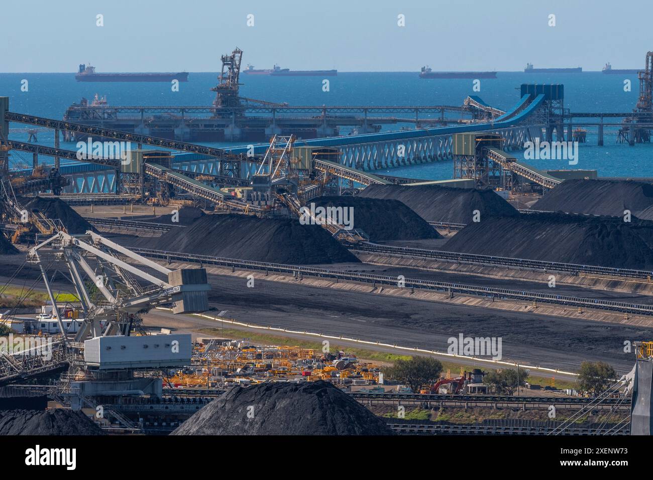 Zwei Kohlebergwerke im Hafen, Hay Point Coal Terminal (HPCT) und Dalrymple Bay Coal Terminal (DBCT), werden in Central Queensland betrieben Stockfoto