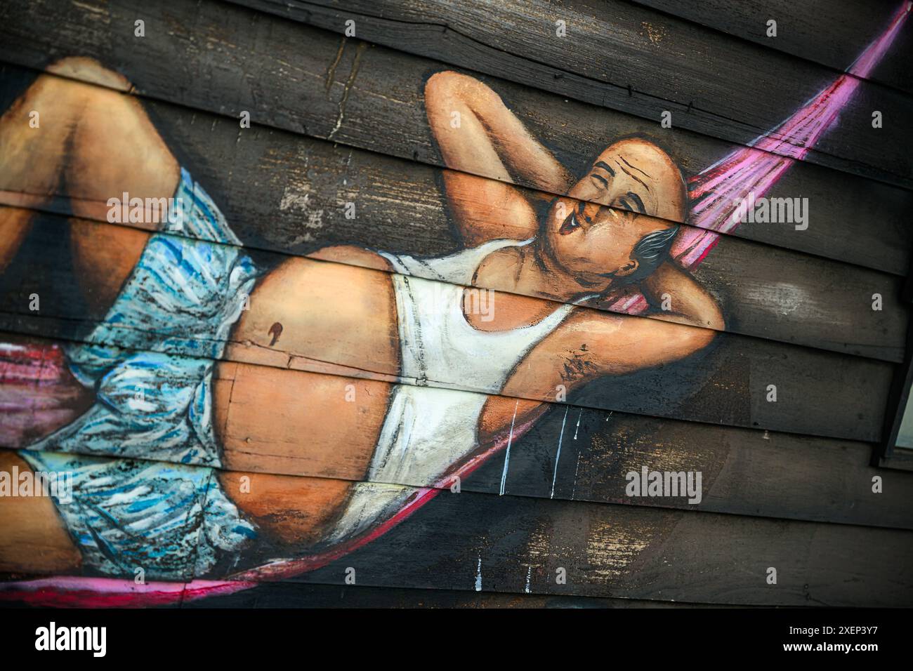 Folklore von The Sea Penang Street Art, Chew Jetty, George Town, Penang, Malaysia Stockfoto