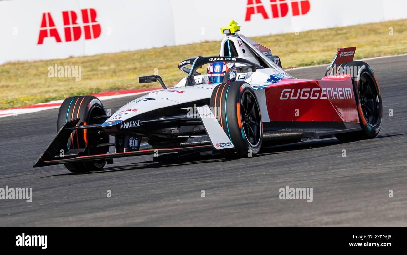 28. Juni 2024 der Fahrer Norman NATO aus Portland, OR, der während des Hankook Formula E-Prix Training 1 auf dem Portland International Raceway in Portland aus Kurve 2 kam, ODER Thurman James/CSM Stockfoto