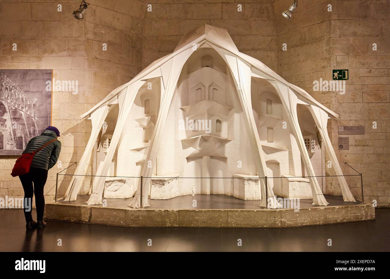 Leidenschaft-Fassade, Josep Maria Subirachs, La Sagrada Familia Museum. Stadtteil Eixample, Barcelona, Katalonien, Spanien. Stockfoto