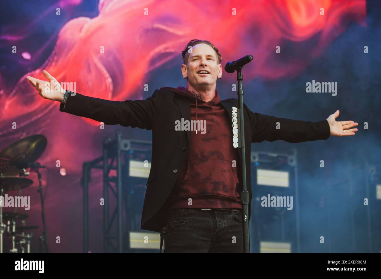 Der us-amerikanische Sänger Corey Taylor trat 2024 beim dänischen Copenhell-Festival auf. Anrede: Andrea Pinna Stockfoto