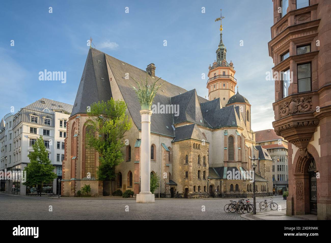 Blick auf die Nikolaikirche St. Nikolaikirche in Leipzig, Deutschland Stockfoto