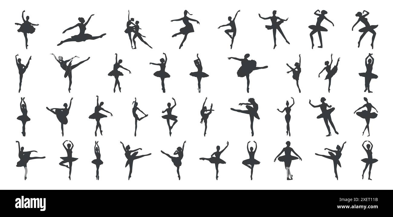 Illustrierte Silhouetten von Balletttänzerinnen Stock Vektor