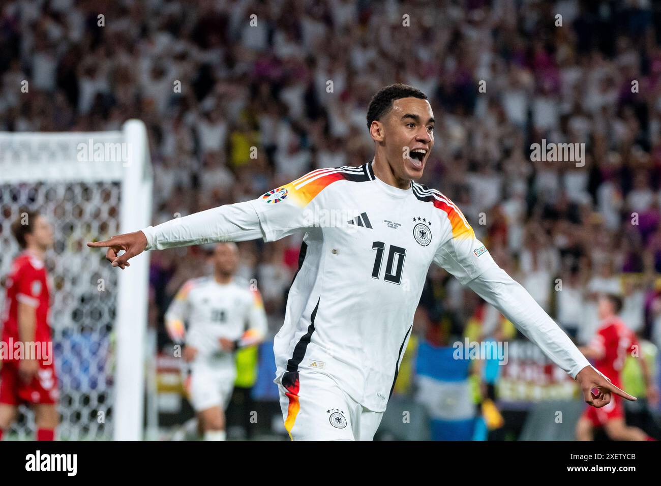 Jamal Musiala (Deutschland, #10) jubelt ueber das Tor zum 2:0, GER, Deutschland (GER) gegen Dänemark (DEN), Fussball Europameisterschaft, UEFA EURO 2024, 16. Runde 29.06.2024 Foto: Eibner-Pressefoto/Michael Memmler Stockfoto