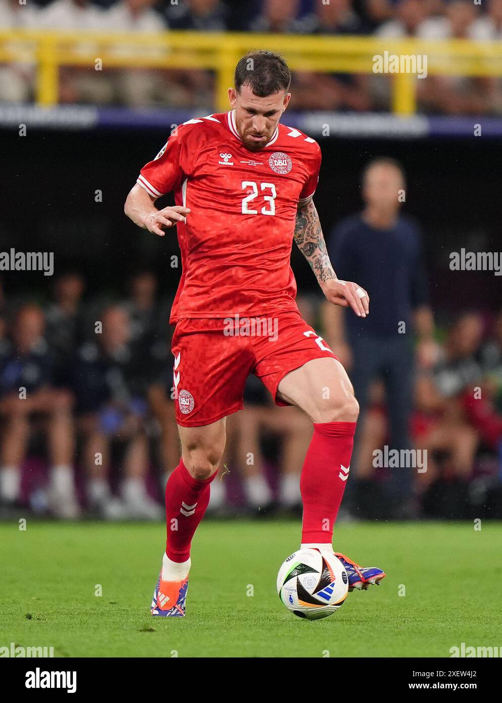 Der dänische Pierre-Emile Hojbjerg im Achtelfinale der UEFA Euro 2024 im BVB Stadion Dortmund. Bilddatum: Samstag, 29. Juni 2024. Stockfoto