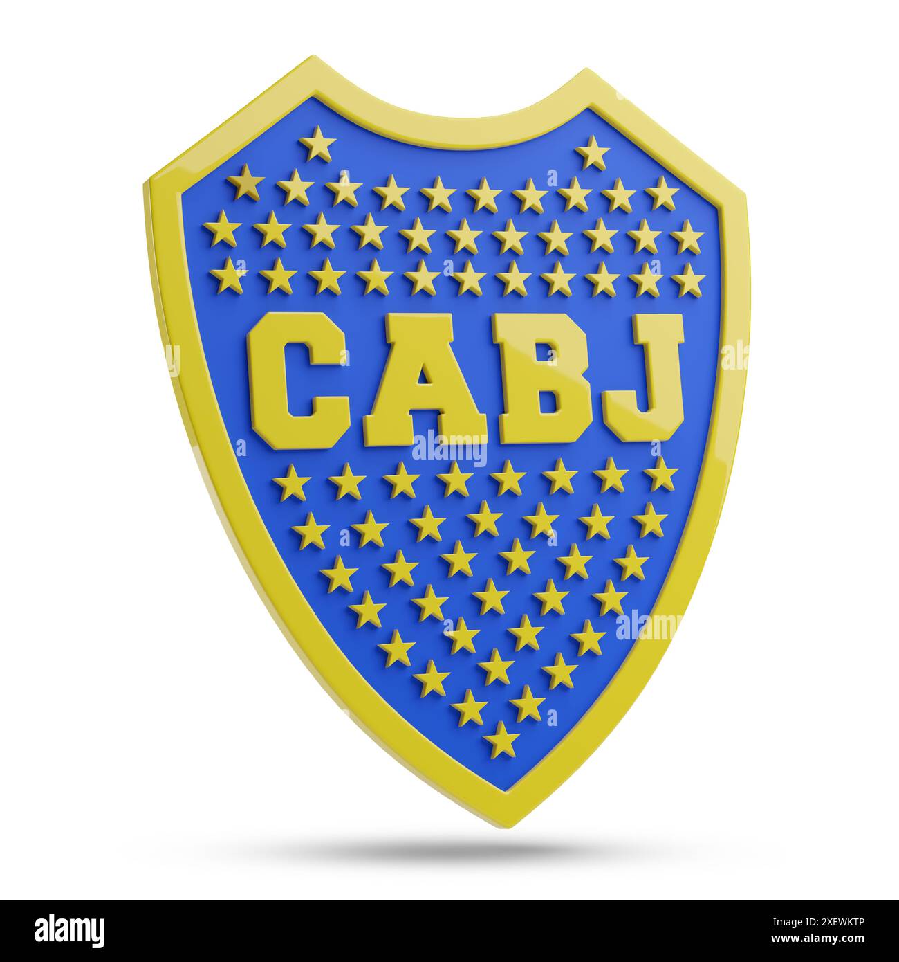 Buenos Aires, Argentinien - 22. Juni 2024: Emblem des argentinischen Fußballvereins Boca Juniors in drei Dimensionen isoliert auf weißem Hintergrund. 3D illu Stockfoto