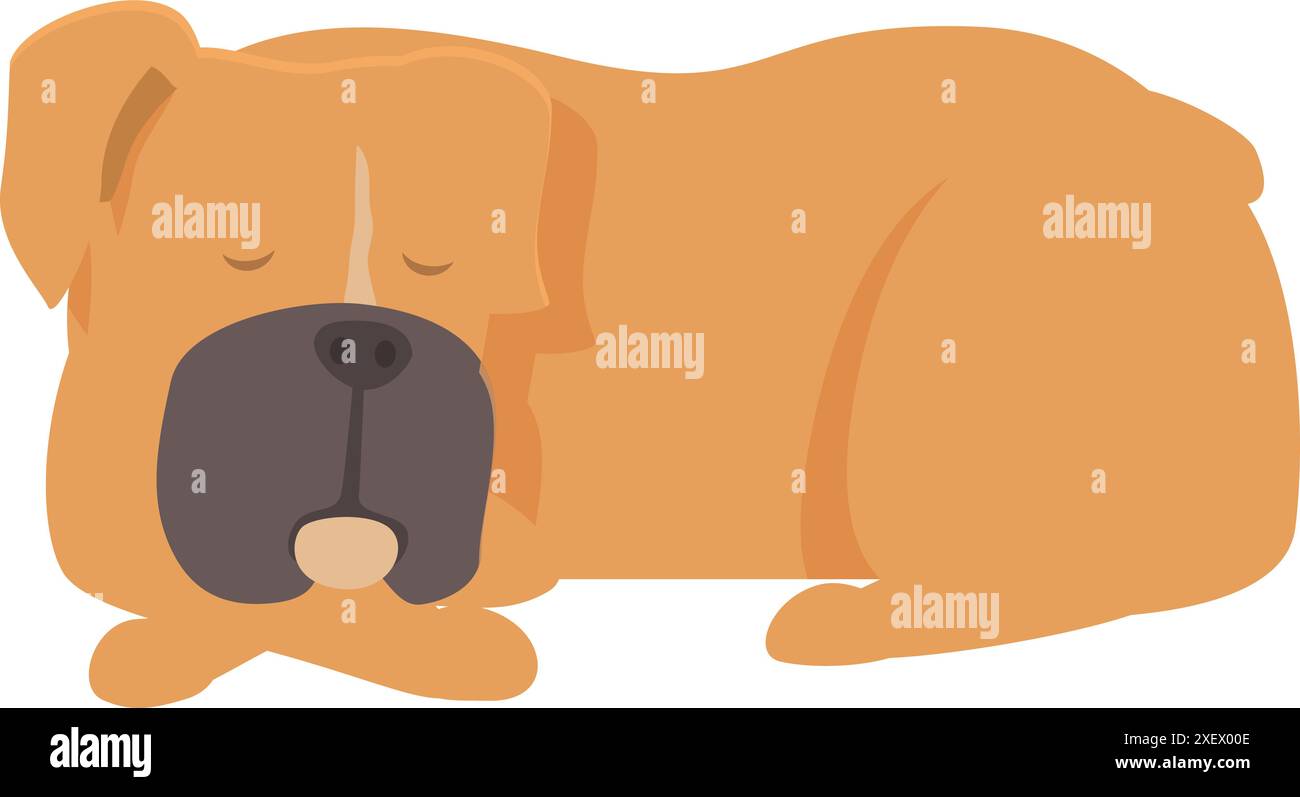 Entzückender Cartoon Boxer Hund, der friedlich auf dem Boden schläft, perfekt für Tierliebhaber und Tiermotive Stock Vektor