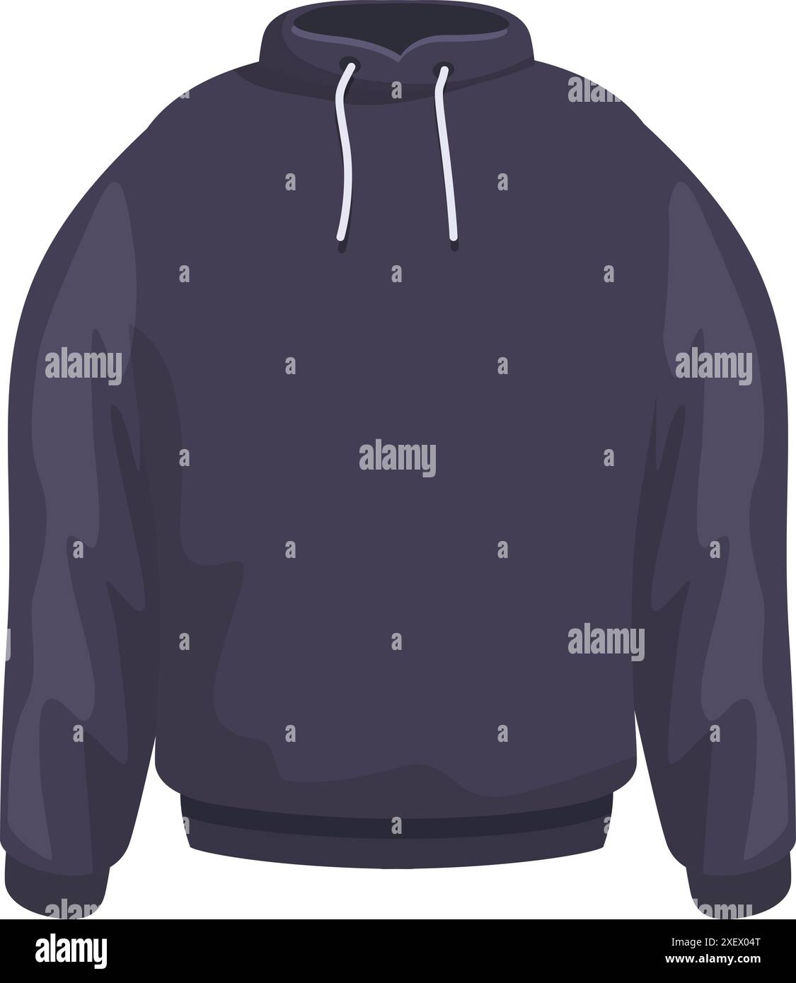 Dunkelblaues Hoodie-Sweatshirt mit Kordelzug, lässige Unisex-Kleidung Stock Vektor