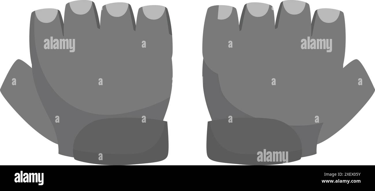 Graue fingerlose Handschuhe bieten Schutz für Hände und Handgelenke während des Workouts oder Radfahrens Stock Vektor