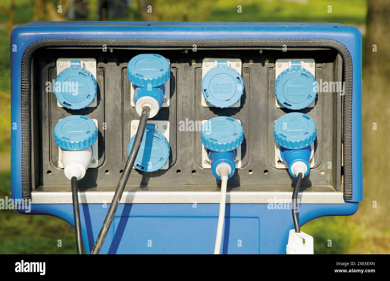 Stecker am Campingplatz. Camping Fusina, Venezia. Veneto, Italien Stockfoto