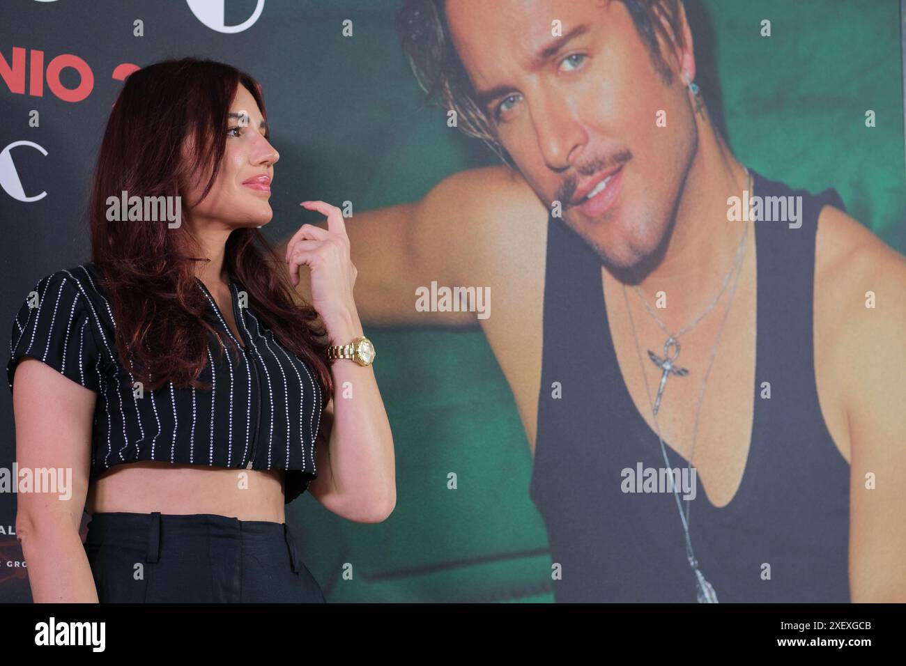 Almudena Navalon besucht das Manuel Carrasco Konzert im Estadio Santiago Bernabeu am 29. Juni 2024 in Madrid. Stockfoto