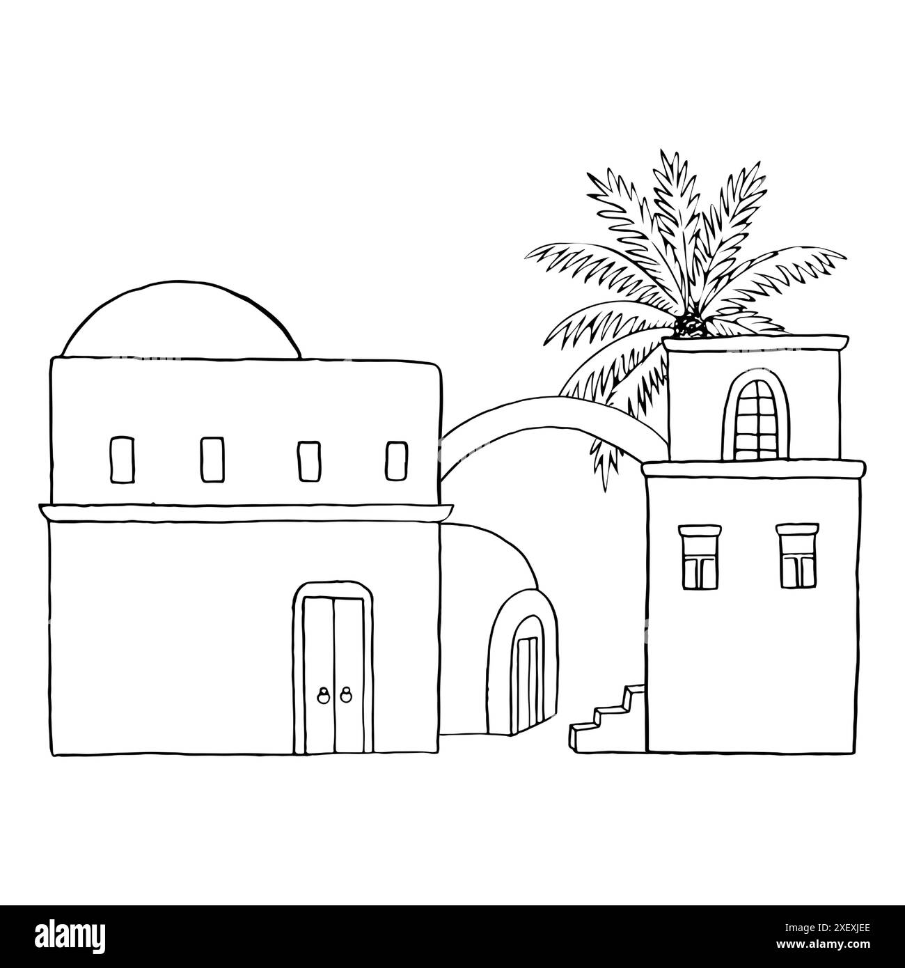 Häuser des Nahen Ostens Jerusalem Stadt Arabisch Stadt Stock Vektor