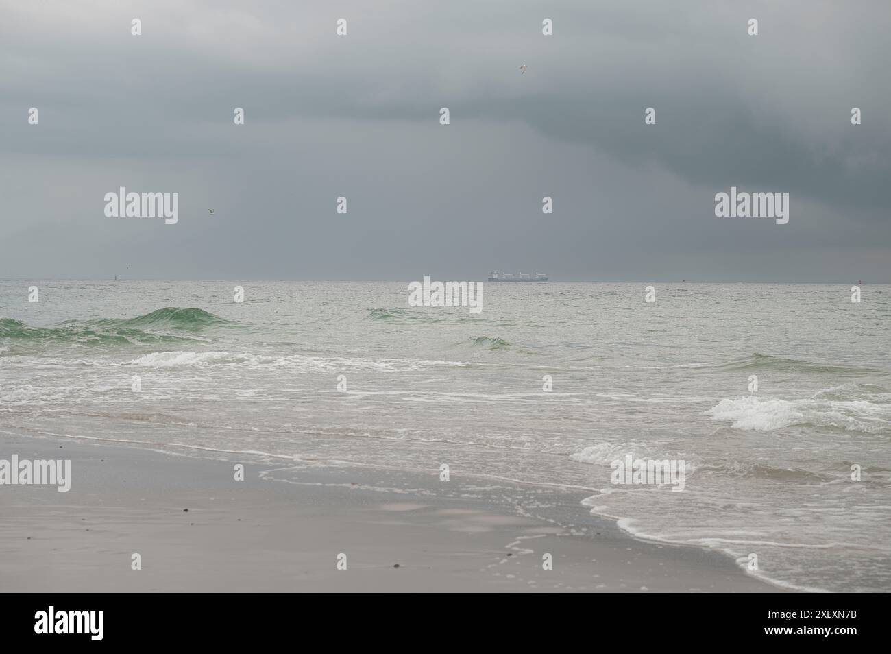 Küstenlinie von Grenen im speziellen sanften Licht von Skagen, Dänemark, 30. Mai 2024 Stockfoto