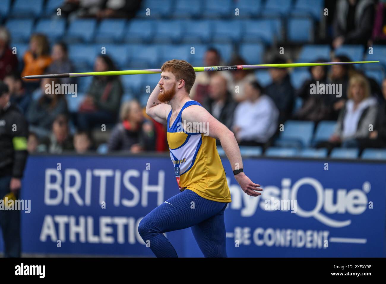 Benjamin East während der Microplus UK Leichtathletik Championships Tag 2 in der Manchester Regional Arena, Manchester, Großbritannien, 30. Juni 2024 (Foto: Craig Thomas/News Images) Stockfoto