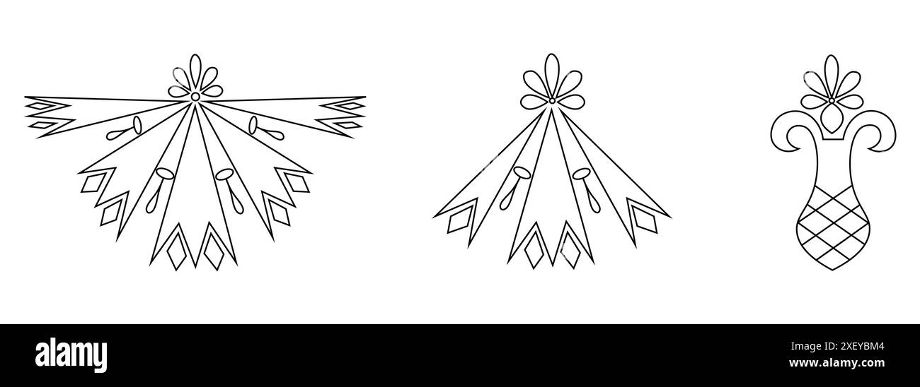 Ein Satz von drei Vorsprüngen einer Blume: Seitenansicht der blühenden, verwelkten, Frucht. Wilfflower im Vektor auf transparentem Hintergrund. Kornblume blüht Stockfoto