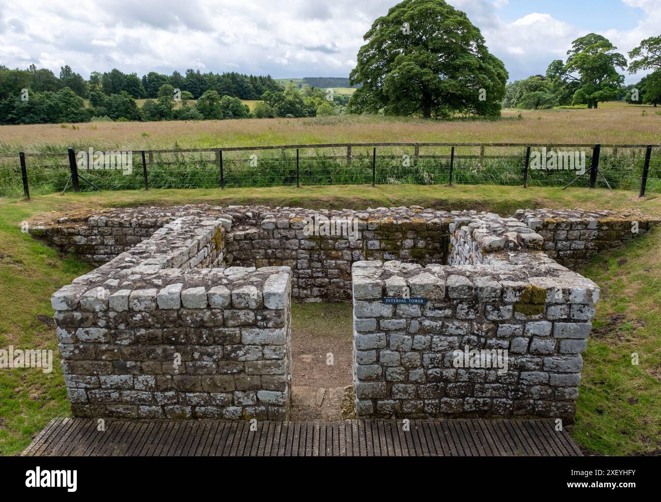 Intervallturm, Chesters Roman Fort, Chollerford, Hexham, Northumberland, England. Stockfoto
