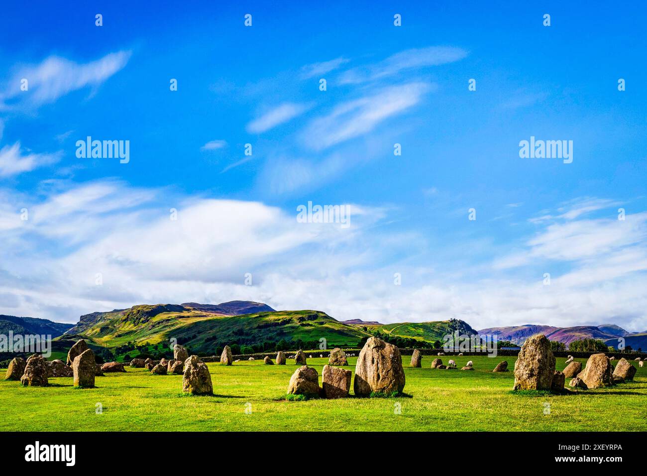 Castlerigg, der prähistorische Steinkreis in Cumbria, Großbritannien Stockfoto