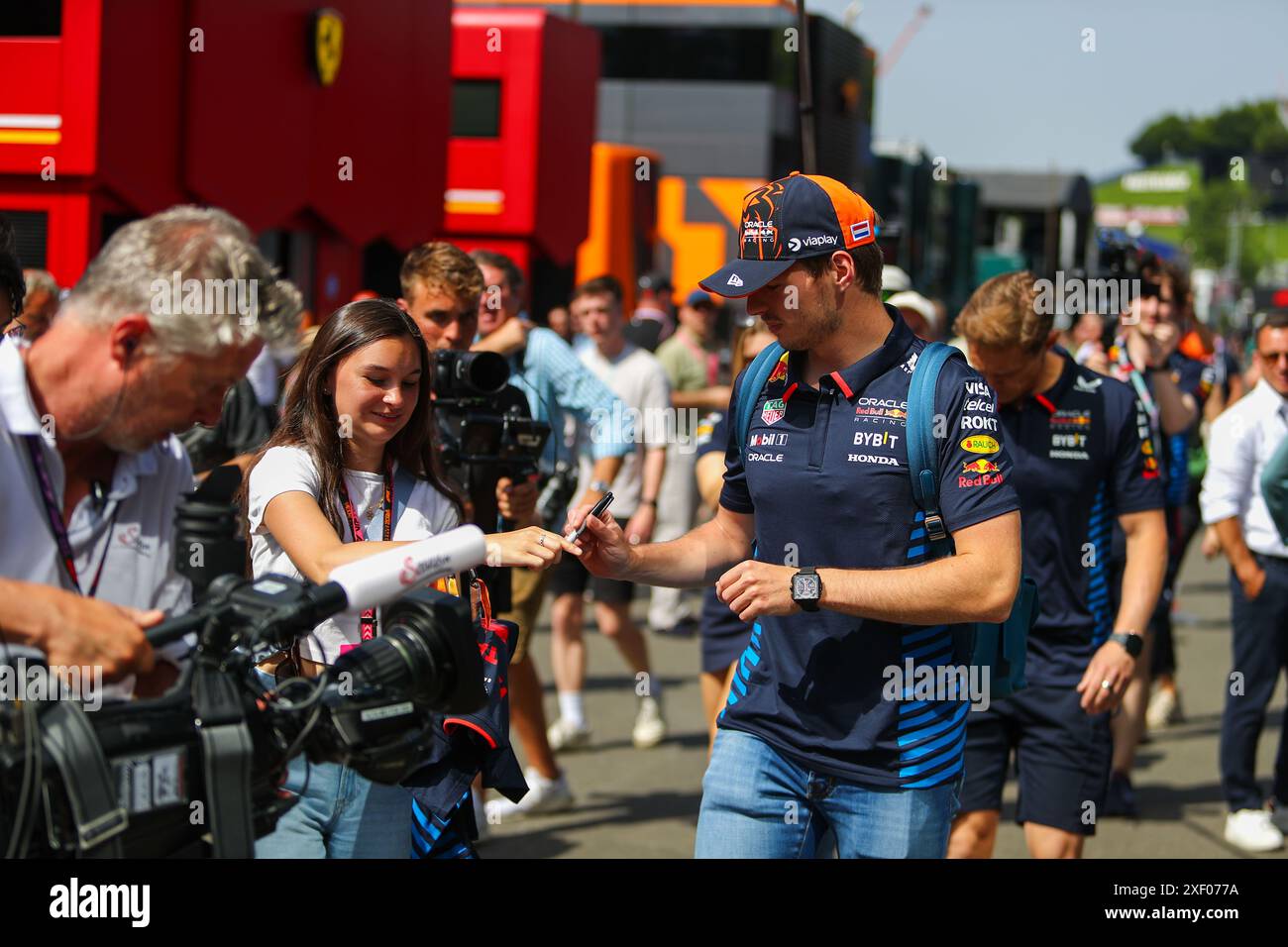 Max Verstappen (NED) - Oracle Red Bull Racing - Red Bull RB20 - Honda RBPT während des Renntages des Formel 1 Qatar Airways Grand Prix 2024 von Österreich, RedBull Ring, Spielberg, Österreich 30. Juni 2024 (Foto: Alessio de Marco/SIPA USA) Stockfoto